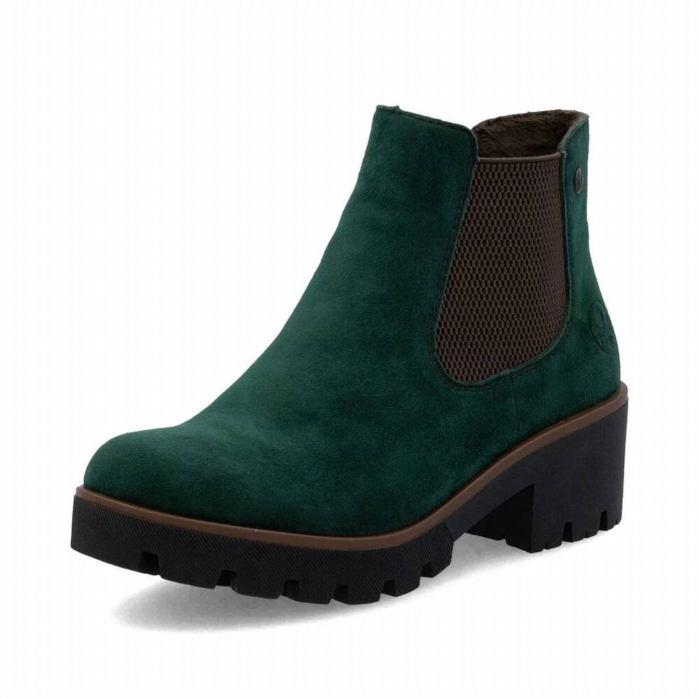 NEW RIEKER women's chelsea boot in bottlegreen/brown